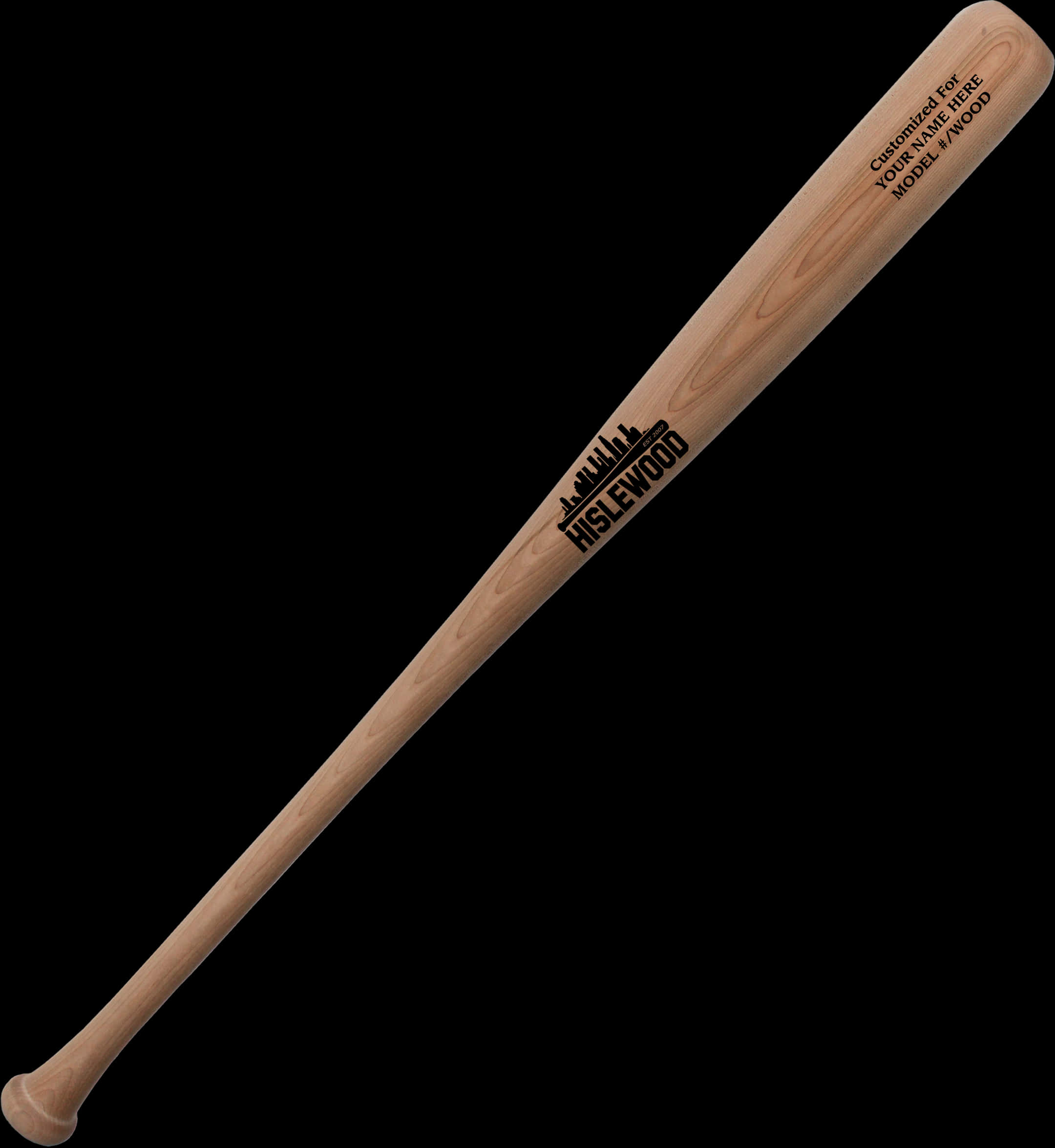 Wooden Baseball Bat Isolatedon Black PNG