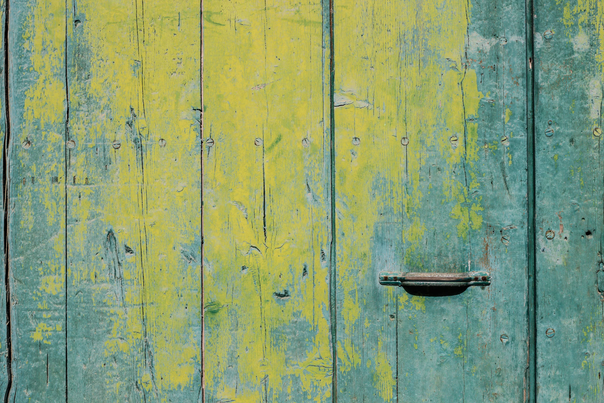 Wooden Blue And Yellow Texture Wallpaper