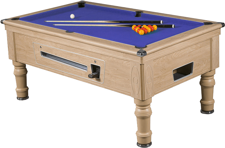 Wooden Blue Felt Pool Table PNG