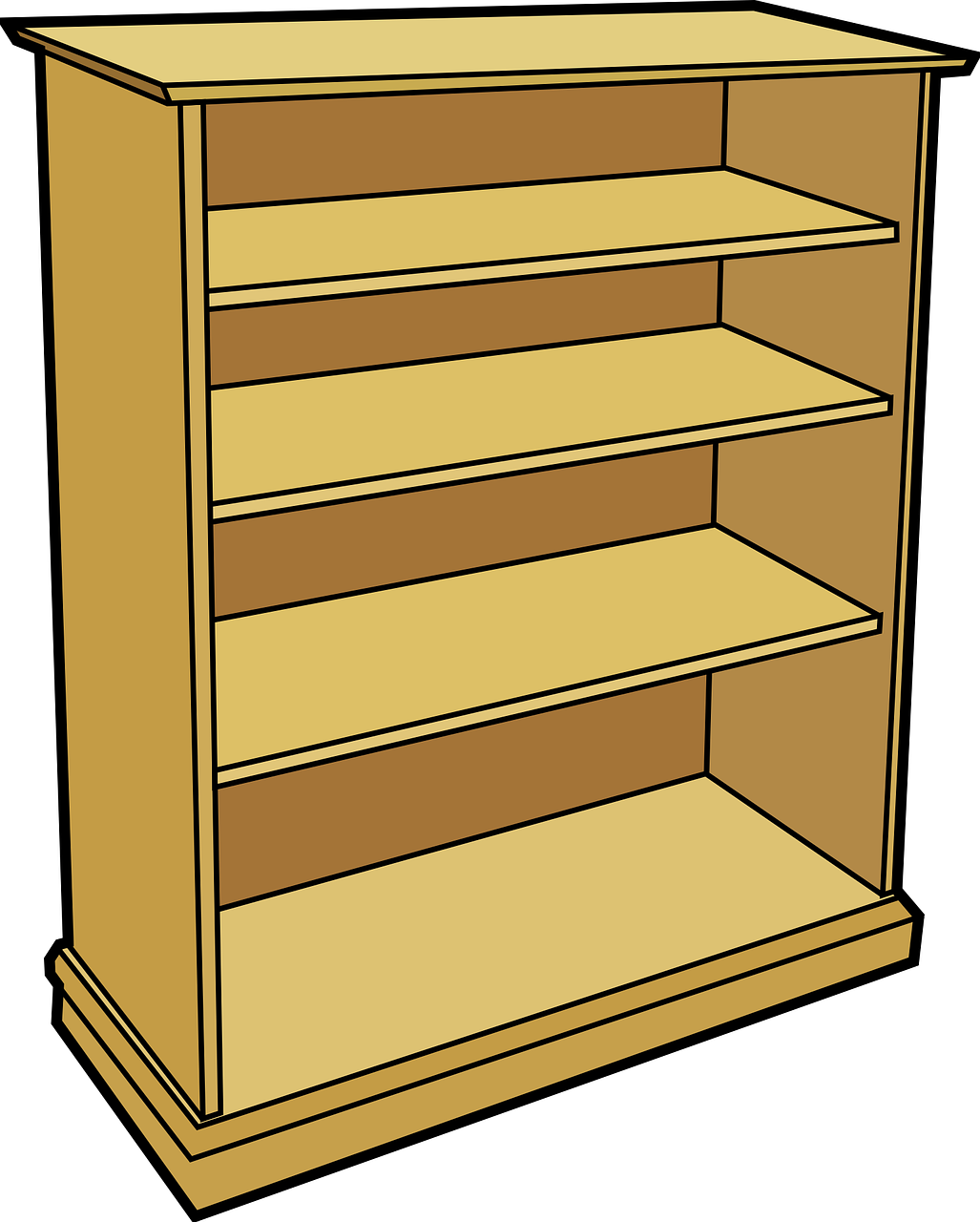 Wooden Bookshelf Illustration PNG