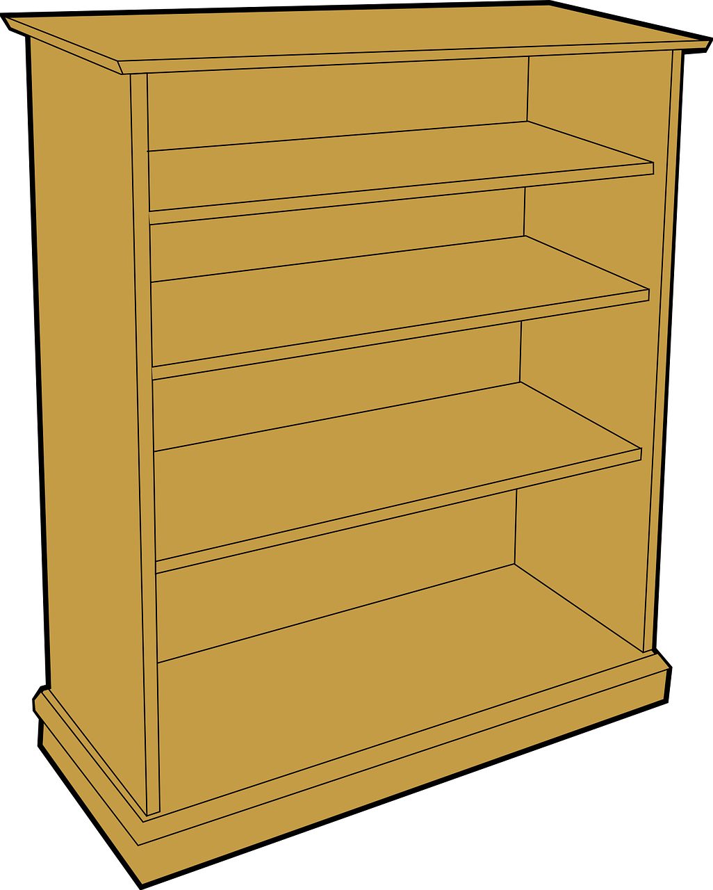 Wooden Bookshelf Vector Illustration PNG