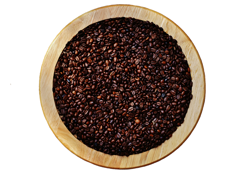 Wooden Bowl Fullof Coffee Beans PNG