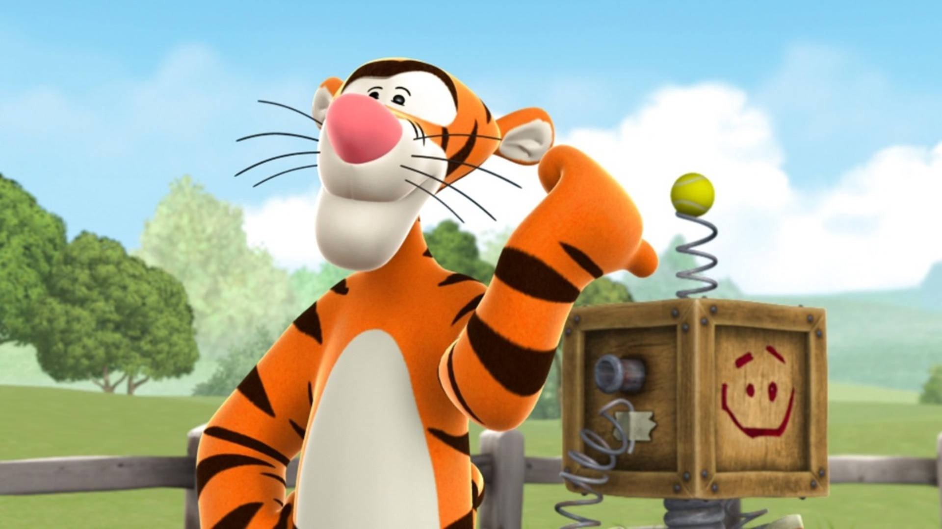 Wooden Box With Tigger 3d Background