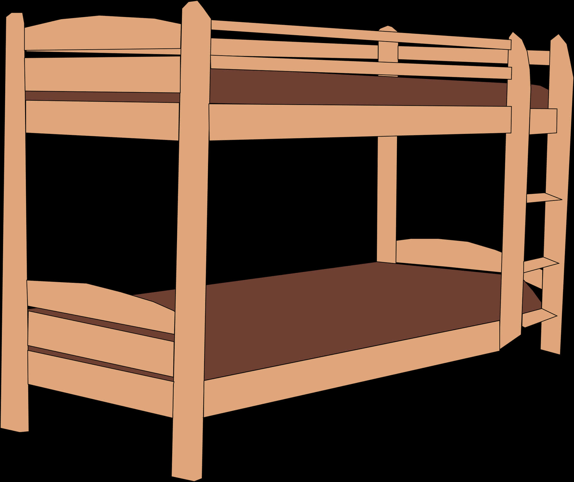 Wooden Bunk Bed Illustration PNG