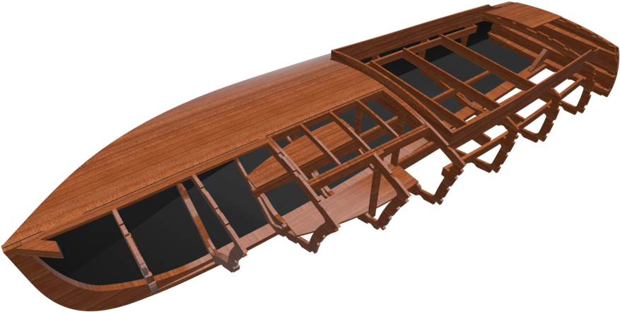 Wooden Canoe Construction Diagram PNG