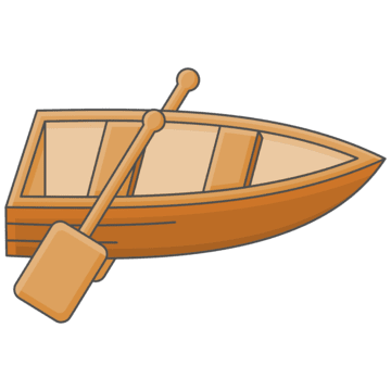 Wooden Canoewith Paddle Illustration PNG