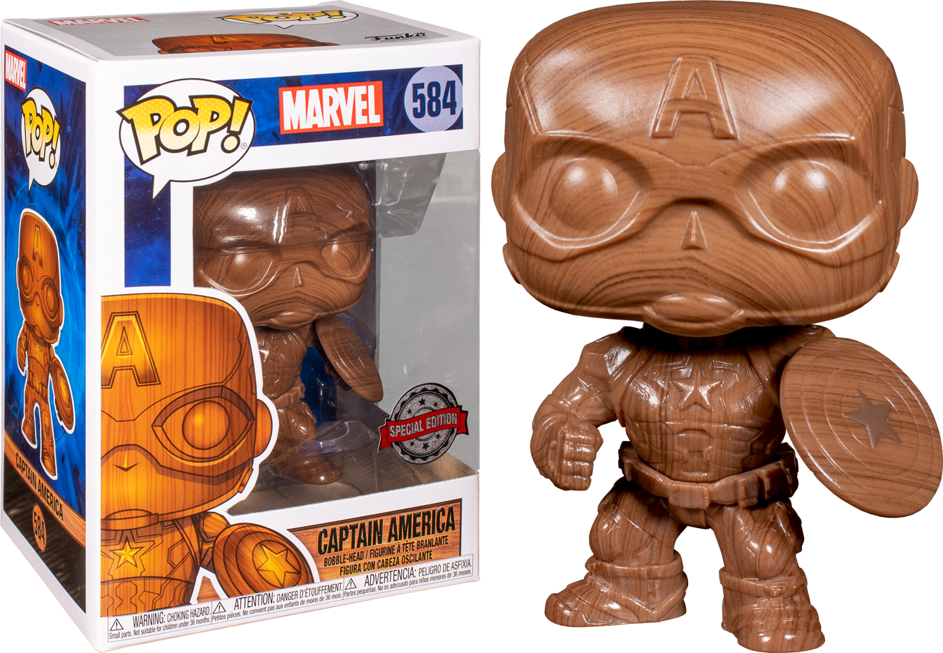 Wooden Captain America Funko Pop Special Edition PNG