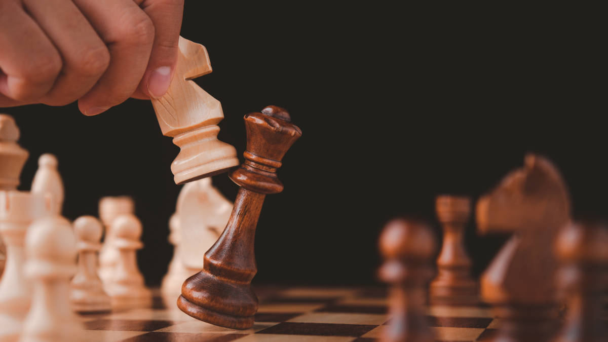 Wooden Chess Queen Versus Knight