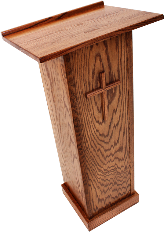 Download Wooden Church Podiumwith Cross | Wallpapers.com