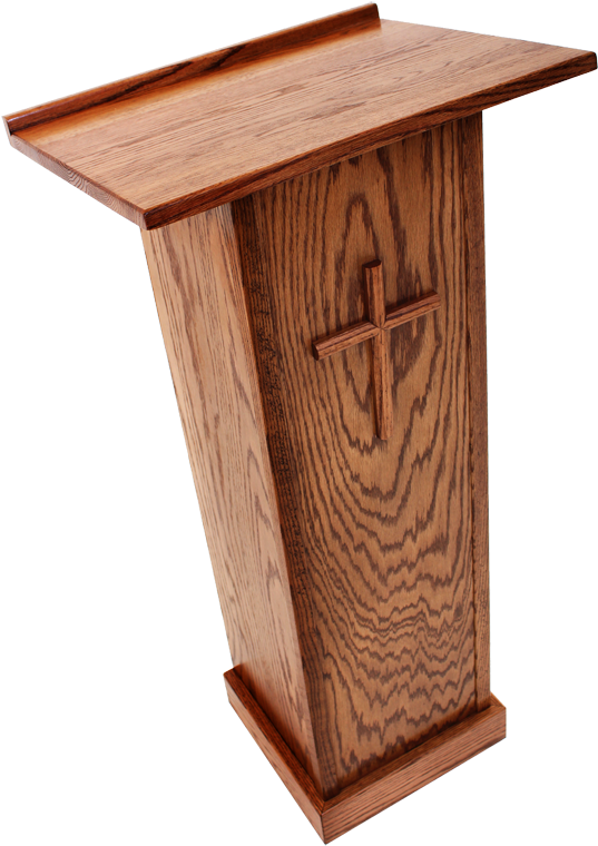 Wooden Church Podiumwith Cross PNG