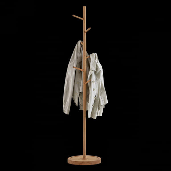 Wooden Coat Rack With Jacket PNG