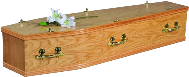 Wooden Coffinwith Flowers PNG