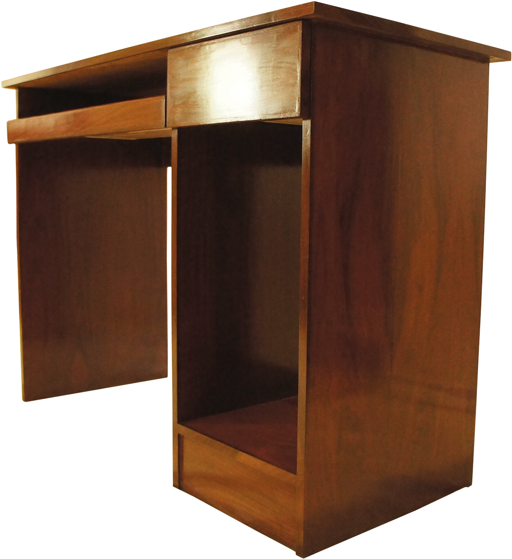 Wooden Computer Desk Side View PNG