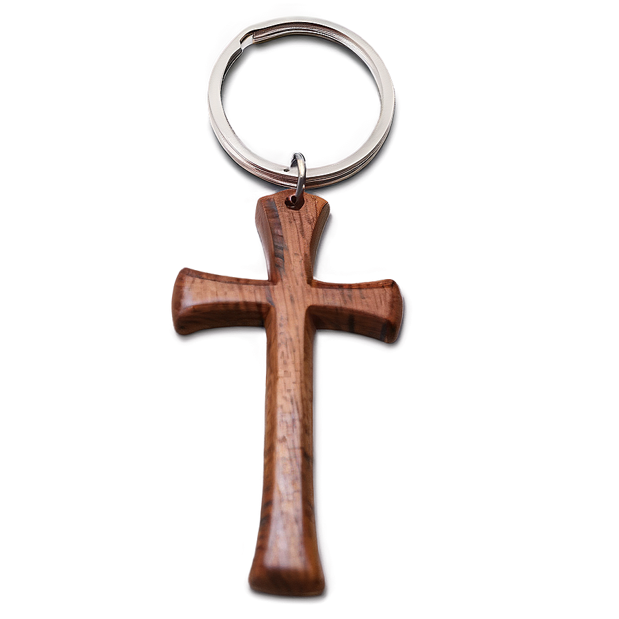 Wooden Cross Keychain Png 05252024 PNG