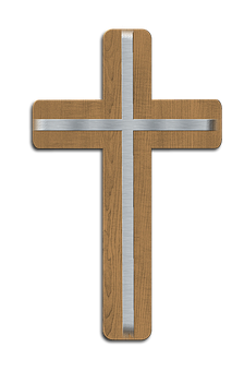 Wooden Crosswith Metal Inlay PNG