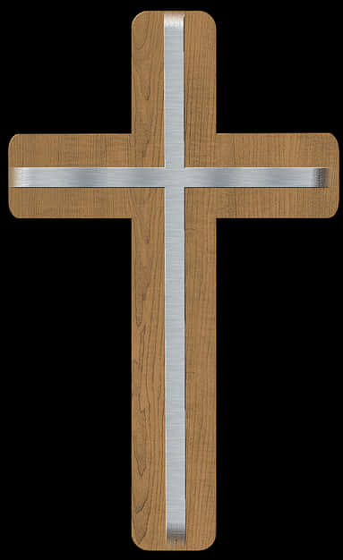 Wooden Crosswith Metal Inlay PNG