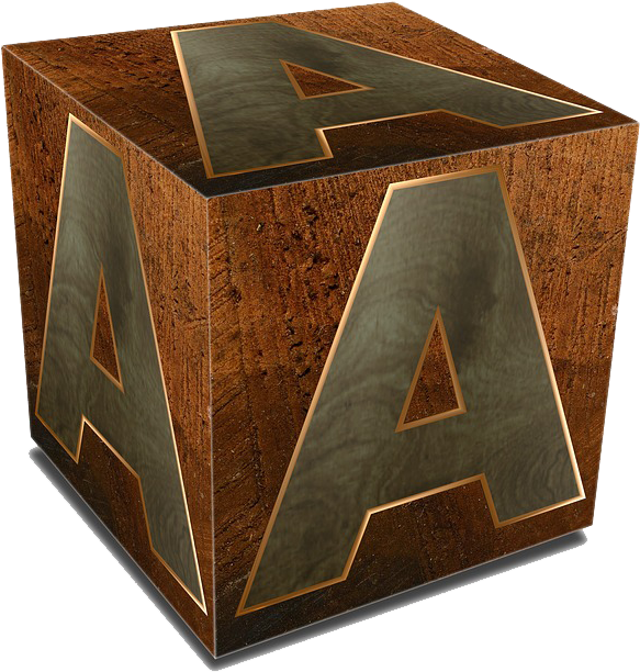Wooden Cubewith Metallic Letters A PNG