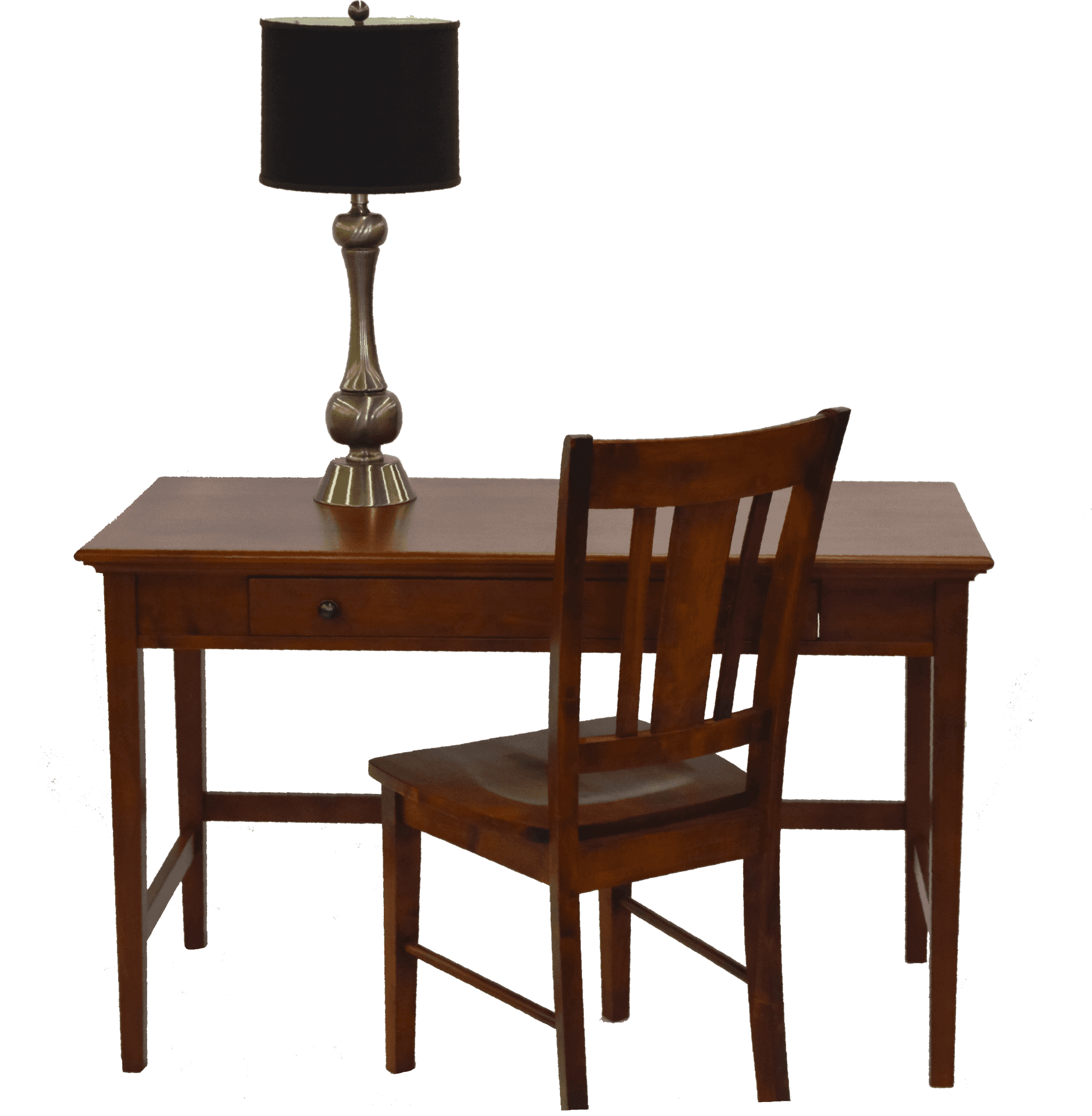 Wooden Deskand Chairwith Lamp PNG