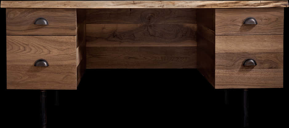 Wooden Deskwith Drawersand Metal Legs PNG