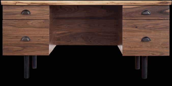 Wooden Deskwith Drawersand Metal Legs PNG