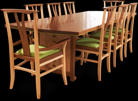 Wooden Dining Tableand Chairs Set PNG
