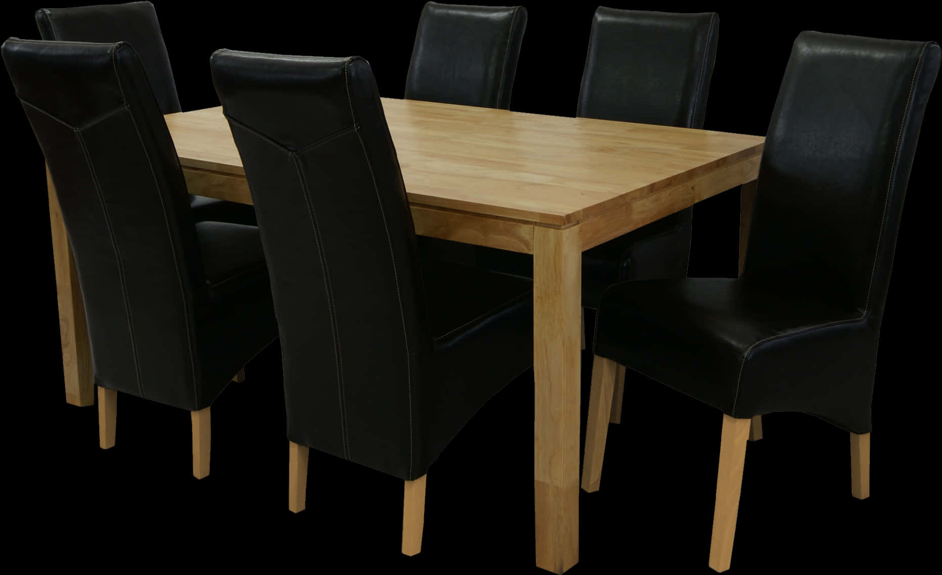 Wooden Dining Tablewith Black Chairs PNG