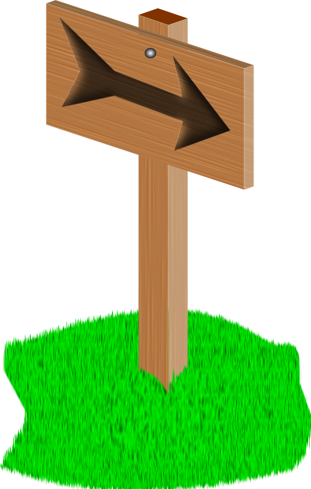 Wooden Direction Signon Grass PNG