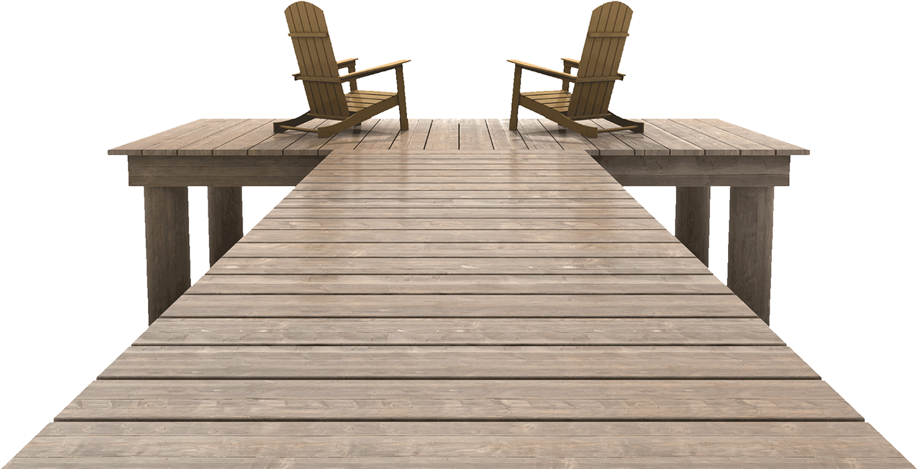 Wooden Dock With Adirondack Chairs PNG