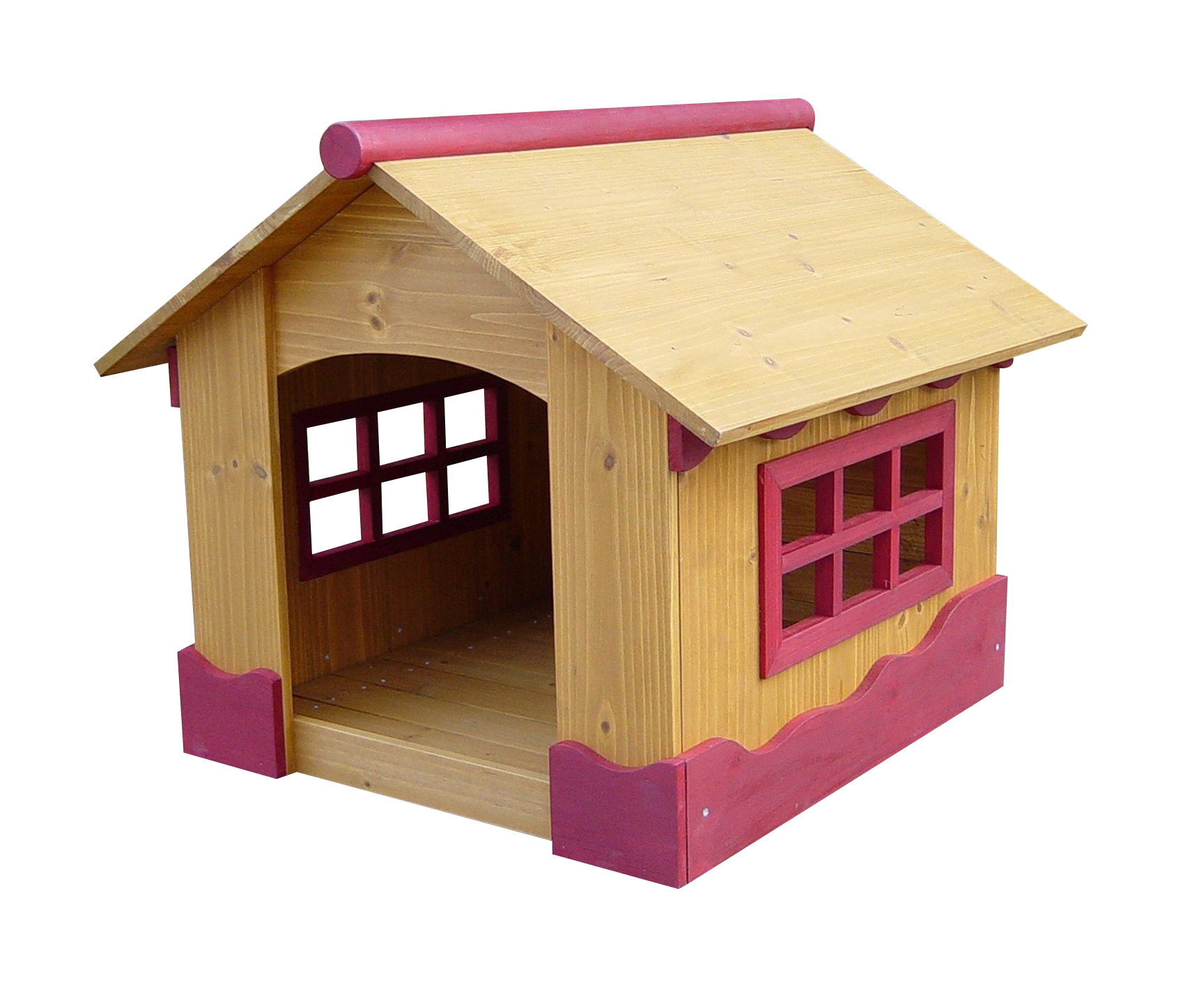 Wooden Dog Housewith Red Trim PNG