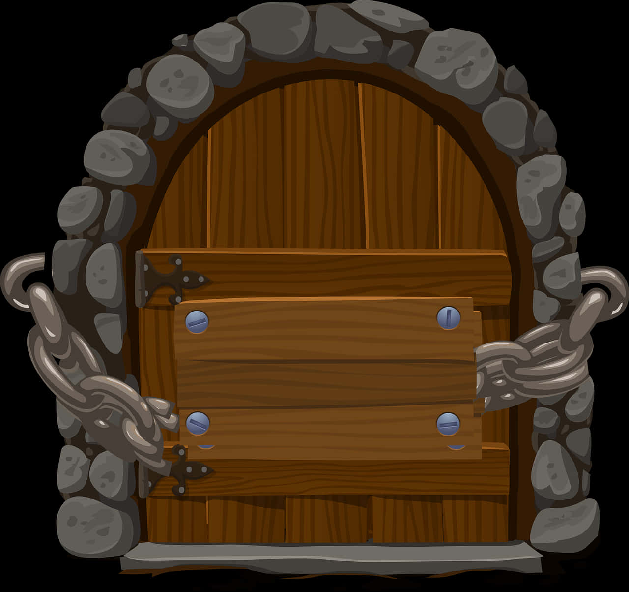 Wooden Door Chained Archway PNG