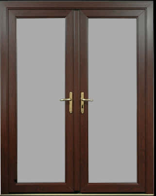 Wooden Double Doorswith Glass Panels PNG