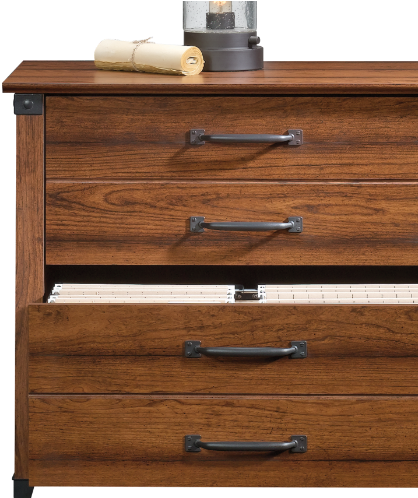 Wooden Dresserwith Drawersand Lantern PNG