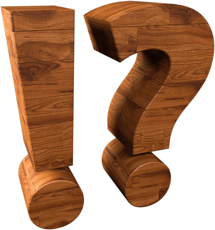 Wooden Exclamation Question Marks PNG