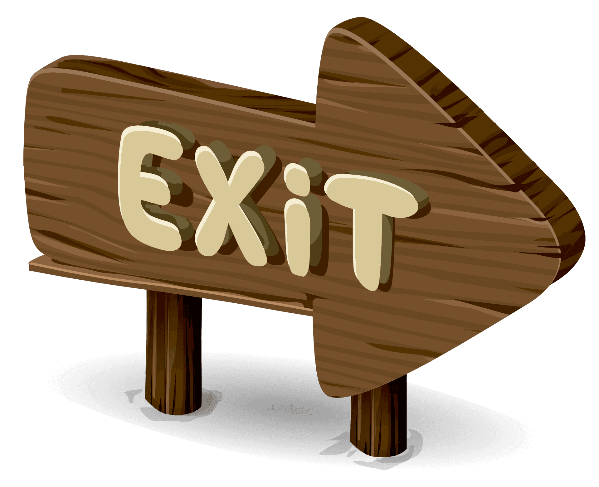 Wooden Exit Sign Illustration PNG