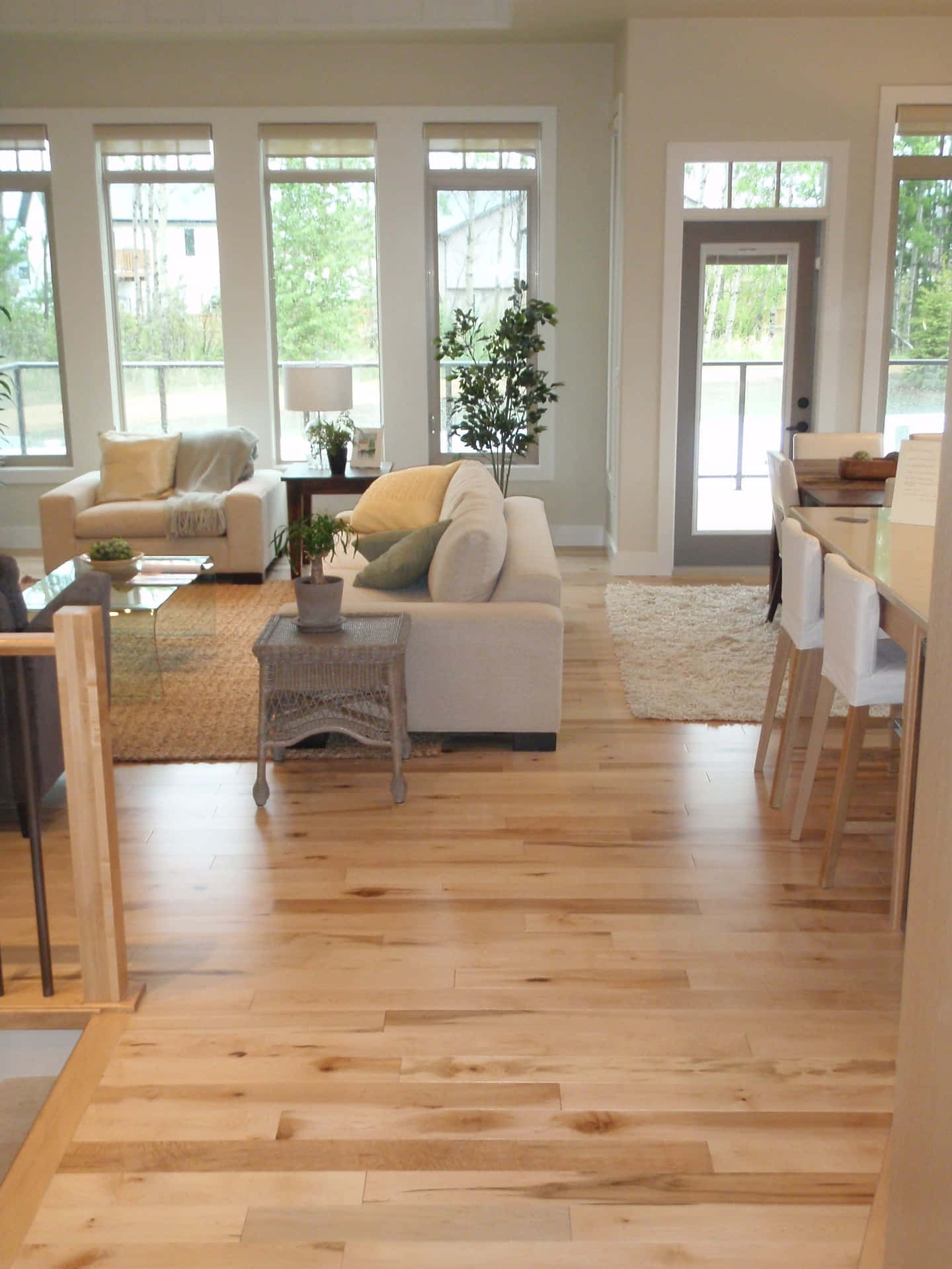 A Living Room With A Wooden Floor