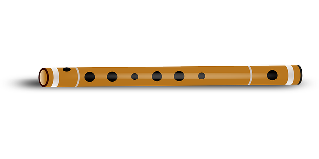 Wooden Flute Black Background PNG