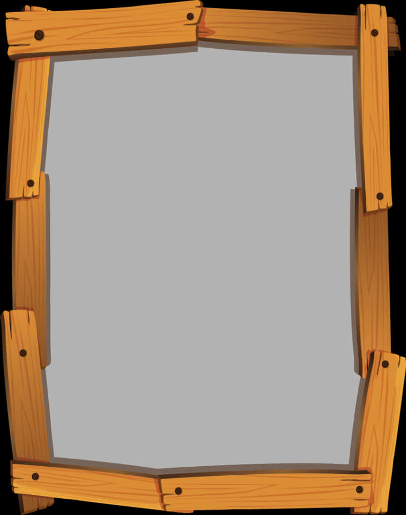 Wooden Frame Cartoon Style PNG