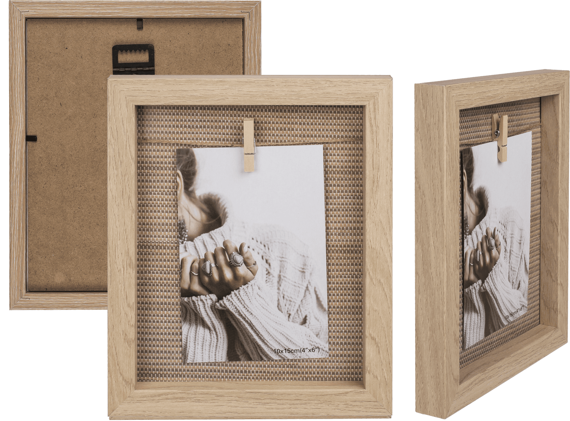 Wooden Framewith Pegged Photo PNG