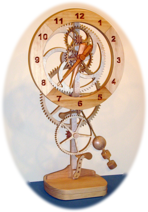 Wooden Gear Clockwith Pendulum PNG