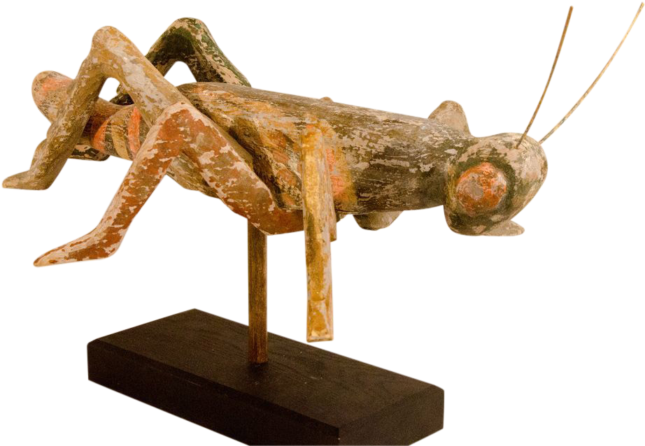 Wooden Grasshopper Sculpture PNG