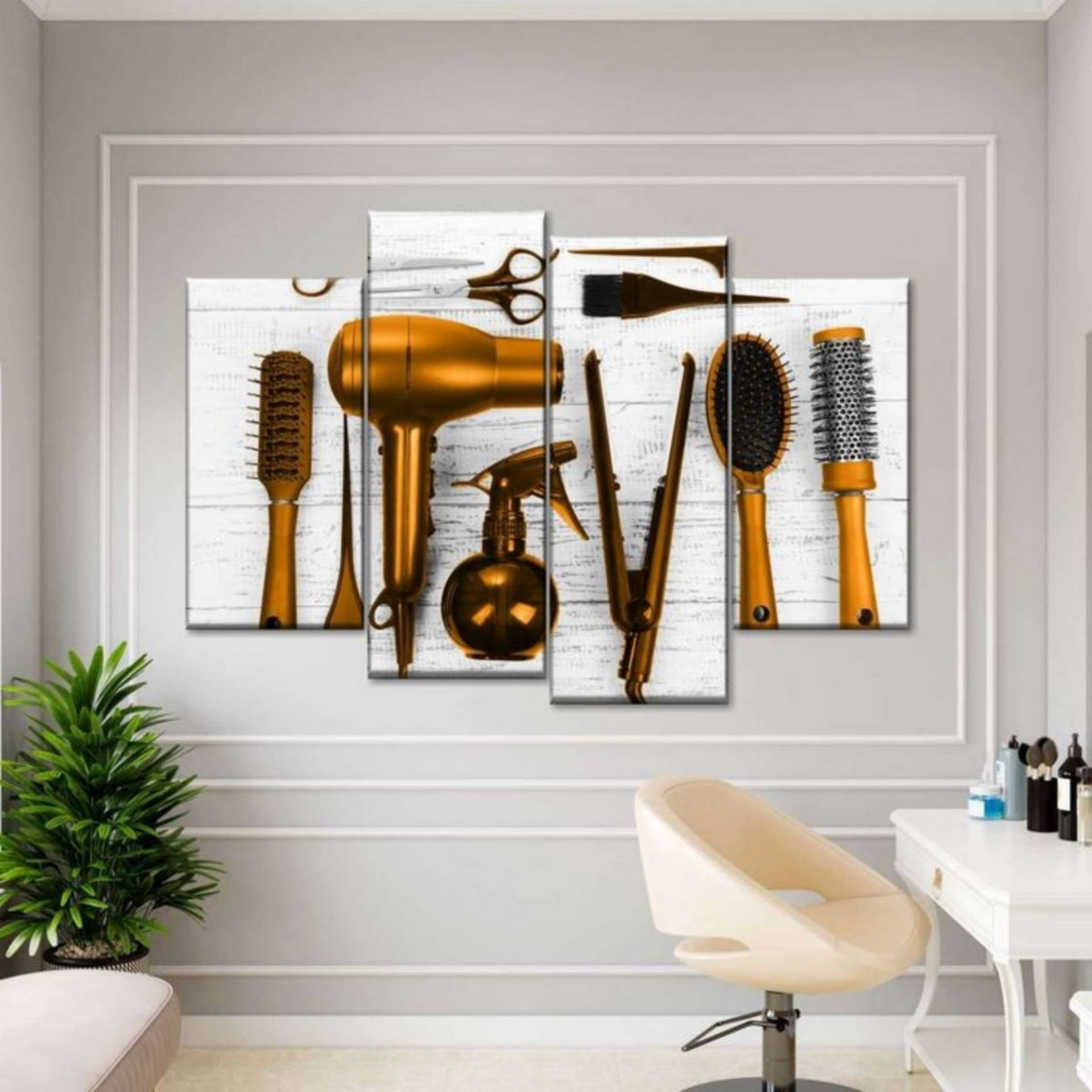 Download Wooden Hair Salon Wall Frame Wallpaper 