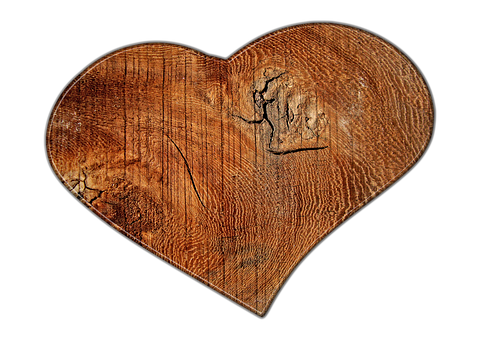 Wooden Heart Carving Black Background PNG