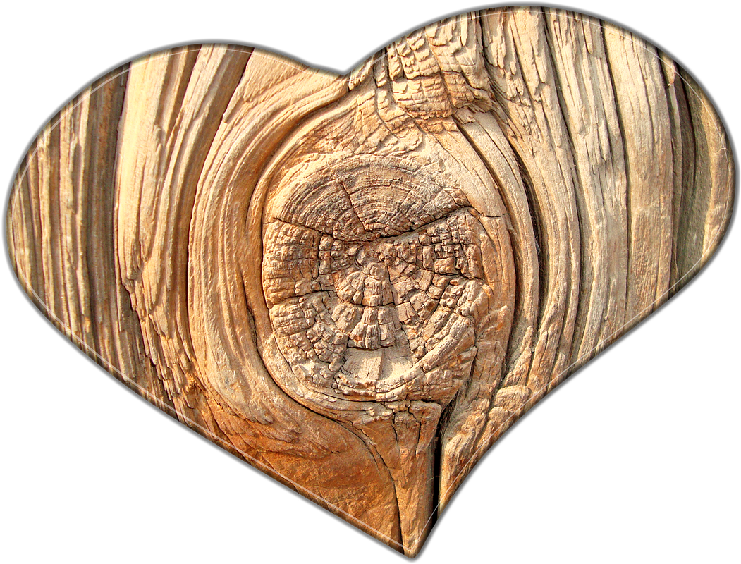 Wooden Heart Texture Background PNG