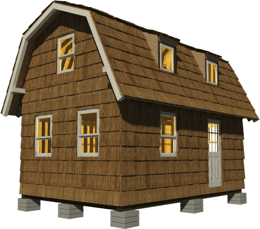 Wooden House With Shingled Roof PNG