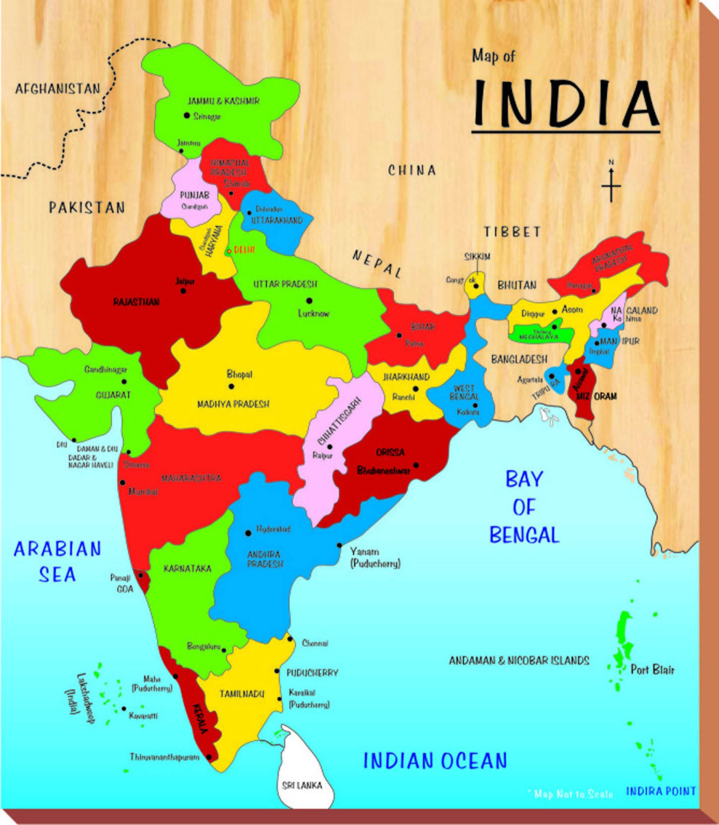 Wooden India Map