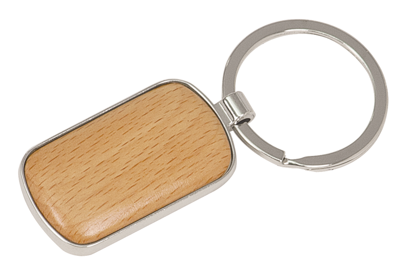 Wooden Insert Metal Keychain PNG