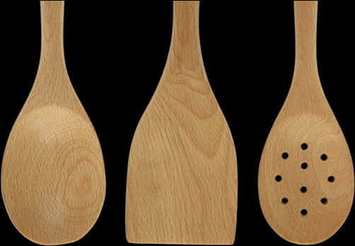 Wooden Kitchen Utensils Set PNG