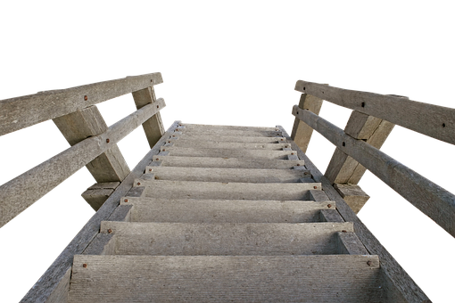 Wooden Ladder Against Black Background.jpg PNG