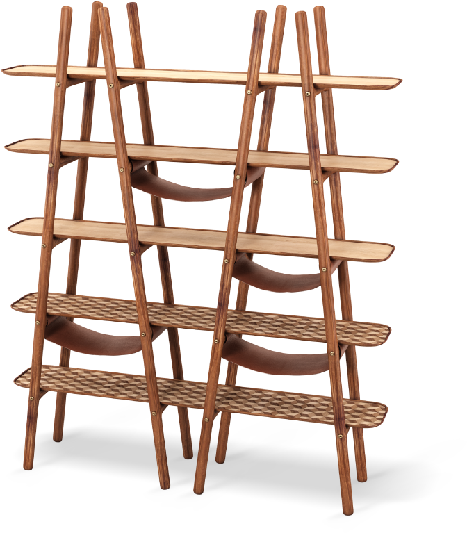 Wooden Ladder Style Bookshelf PNG