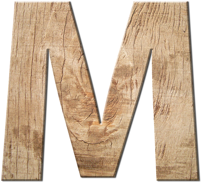 Wooden Letter M Texture PNG
